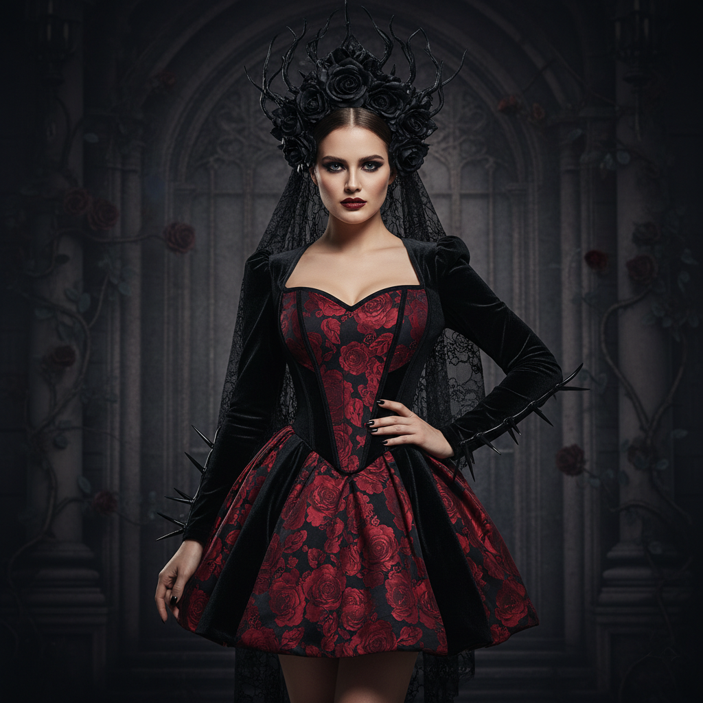 Sexy Black Rose Queen Costume