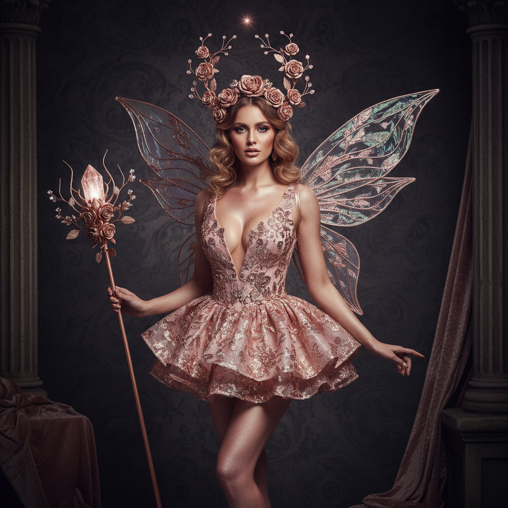 Sexy Rose Gold Fairy Costume